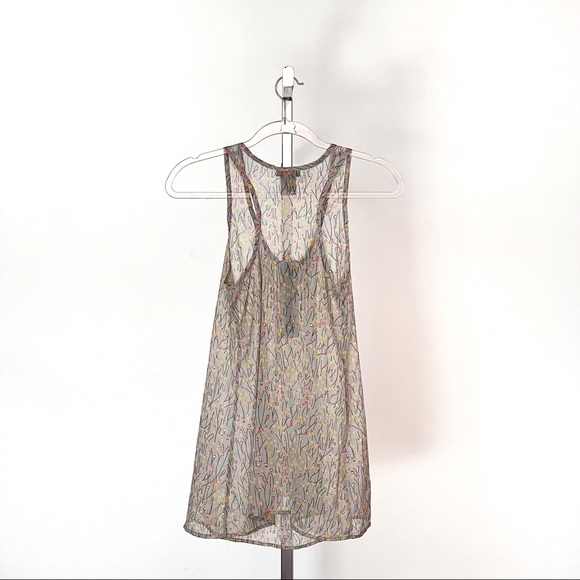 Fire Los Angeles Tank Top • Sz Small • Floral Design, Sheer • Olive Green - Picture 2 of 7